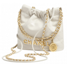 Брендовая женская сумка со стеганым узором Chanel 22 Mini Handbag Milk Quilted Calfskin Gold Hardware - pr2989