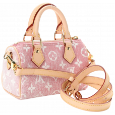 Брендовая женская сумка Louis Vuitton Nano Speedy in Pink Monogram Denim - lv1030 - pr8001 - L630