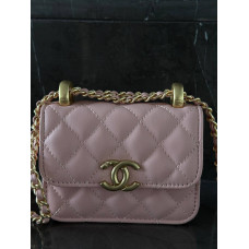 Брендовая женская сумка Chanel Pearl Crush Mini Clutch with Chain Pink Quilted Calfskin - pr8009