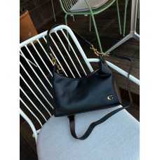 Брендовая женская сумка Coach Juliet Beige in Black Smooth Leather | Cтильная и компактная shoulder bag - pr9919