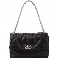 Брендовая женская сумка Balenciaga Monaco Medium Chain Tote Bag Black/Silver - В170