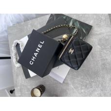 Брендовая женская сумка Chanel Vanity Zip Mini Black | Стильная элегантность в форме бьюти-кейса, Premium качество (С393)