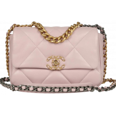 Брендовая женская сумка Chanel Medium 19 Flap Bag Pink - С395