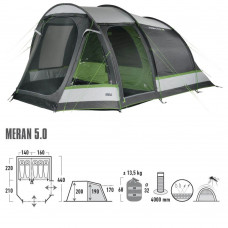Палатка кемпинговая пятиместная High Peak Meran 5.0 Light Grey/Dark Grey/Green (11808)