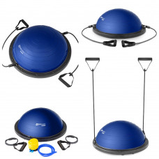 Балансировочная платформа (полусфера) с эспандерами Hop-Sport HS-L058 Bosu Blue