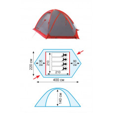 Палатка Tramp Rock 4 (v2) Grey (TRT-029) четырехместная с алюминиевым каркасом
