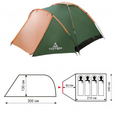 Палатка Totem Summer 4 Plus v2 (TTT-032) четырехместная однослойная