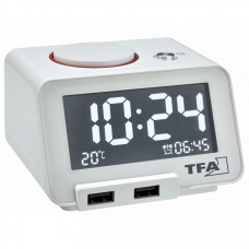 Настольные часы с будильником TFA Homtime White 60201702