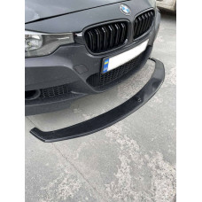 Передняя губа (накладка переднего бампера) BMW 3-Series F30 M-Performance (черный АБС пластик ПОД ПОКРАСКУ)