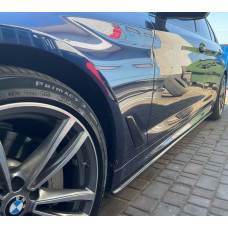 Лезвия (листва, накладки) под пороги BMW 5-Series G30 M-Performance (АБС-пластик КРАШЕНЫЕ)