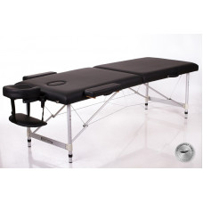 Массажный стол Restpro Alu 2 (L) Черный (2-x секционный, алюминиевый, переносной)