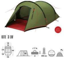 Палатка кемпинговая трехместная High Peak Kite 3 LW Pesto/Red (10344)