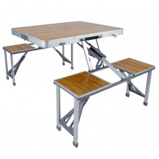 Кемпинговый набор из стола и четырех стульев Bo-Camp Bamboo Brown/Silver (1404800)