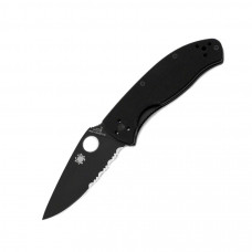 Ніж складний Spyderco Tenacious Black Blade, напівсерейтор (C122GBBKPS)