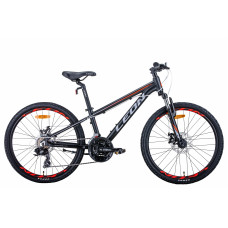 Велосипед 24" Leon JUNIOR AM DD 2021 (черно-оранжевый с серым (м))