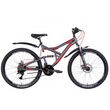 Велосипед ST 26" Discovery CANYON AM2 DD рама-17,5" темно-серый с красным и голубым (м) с крылом Pl 2022 (OPS-DIS-26-446)