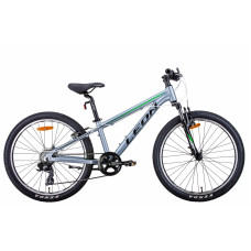 Велосипед 24" Leon JUNIOR AM 2021 (серебристо-черный с зеленым) (OPS-LN-24-065)