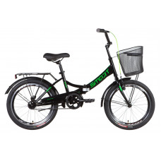 Велосипед 20" Formula Smart 2022 черно-зеленый Vbr рама-13" з багажником зад St, з крилом St, з корзиною St (OPS-FR-20-078)