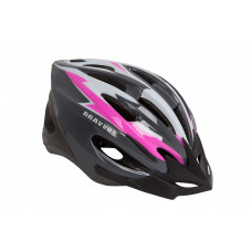 Шлем велосипедный HEL128 (черно-бело-розовый) (HEAD-003)