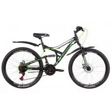 Велосипед ST 26" Discovery CANYON AM2 DD рама-17,5" черно-зеленый с белым (м) с крылом Pl 2021 (OPS-DIS-26-350)