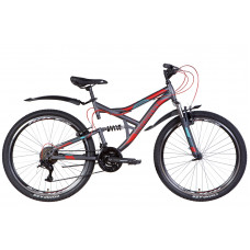 Велосипед ST 26" Discovery CANYON AM2 Vbr рама-17,5" темно-серый с красным и голубым (м) с крылом Pl 2022 (OPS-DIS-26-450)