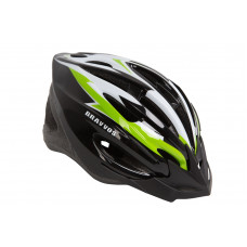 Шлем велосипедный HE 126 (черно-бело-салатный) (HEAD-004)