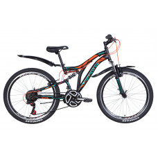 Велосипед 24" Discovery ROCKET 2021 (черно-оранжевый с бирюзовым (м)) (OPS-DIS-24-249)