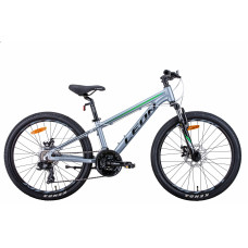 Велосипед 24" Leon JUNIOR AM DD 2021 (серебристо-черный с зеленым)