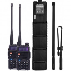 Комплект раций тактический Baofeng UV-5RHC Tactical Black (5W, VHF,UHF, 136-174,400-480MHz, до 5 км, 128 канал., АКБ), 2шт.